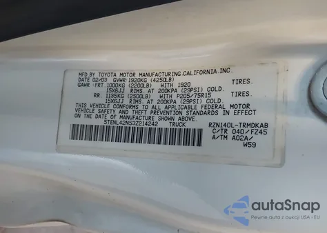 2003 Toyota Tacoma from USA, damaged, VIN 5TENL42N53Z214242